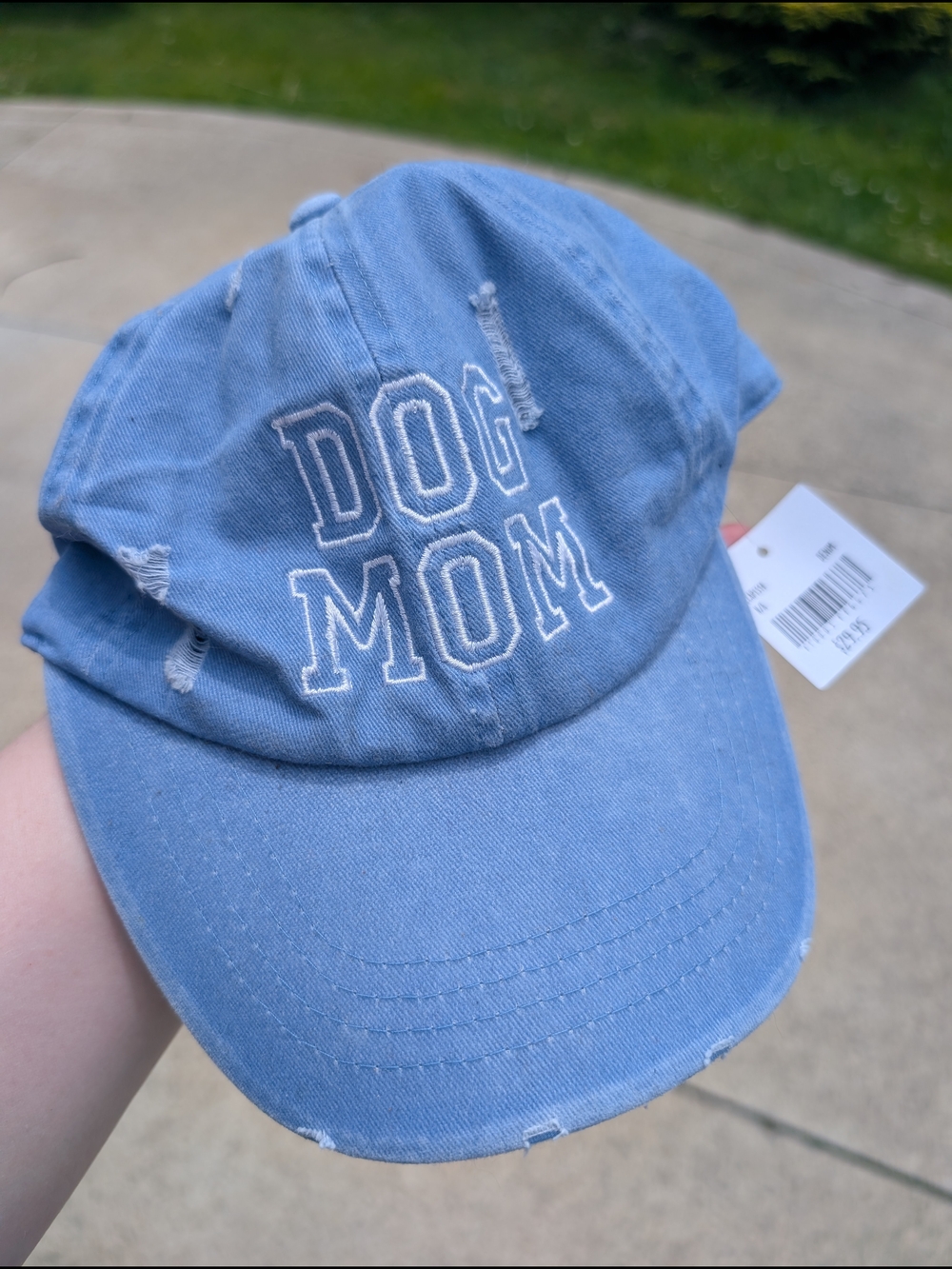 Altar'd State David and Young Light Blue "DOG MOM" Distressed Women's Cap